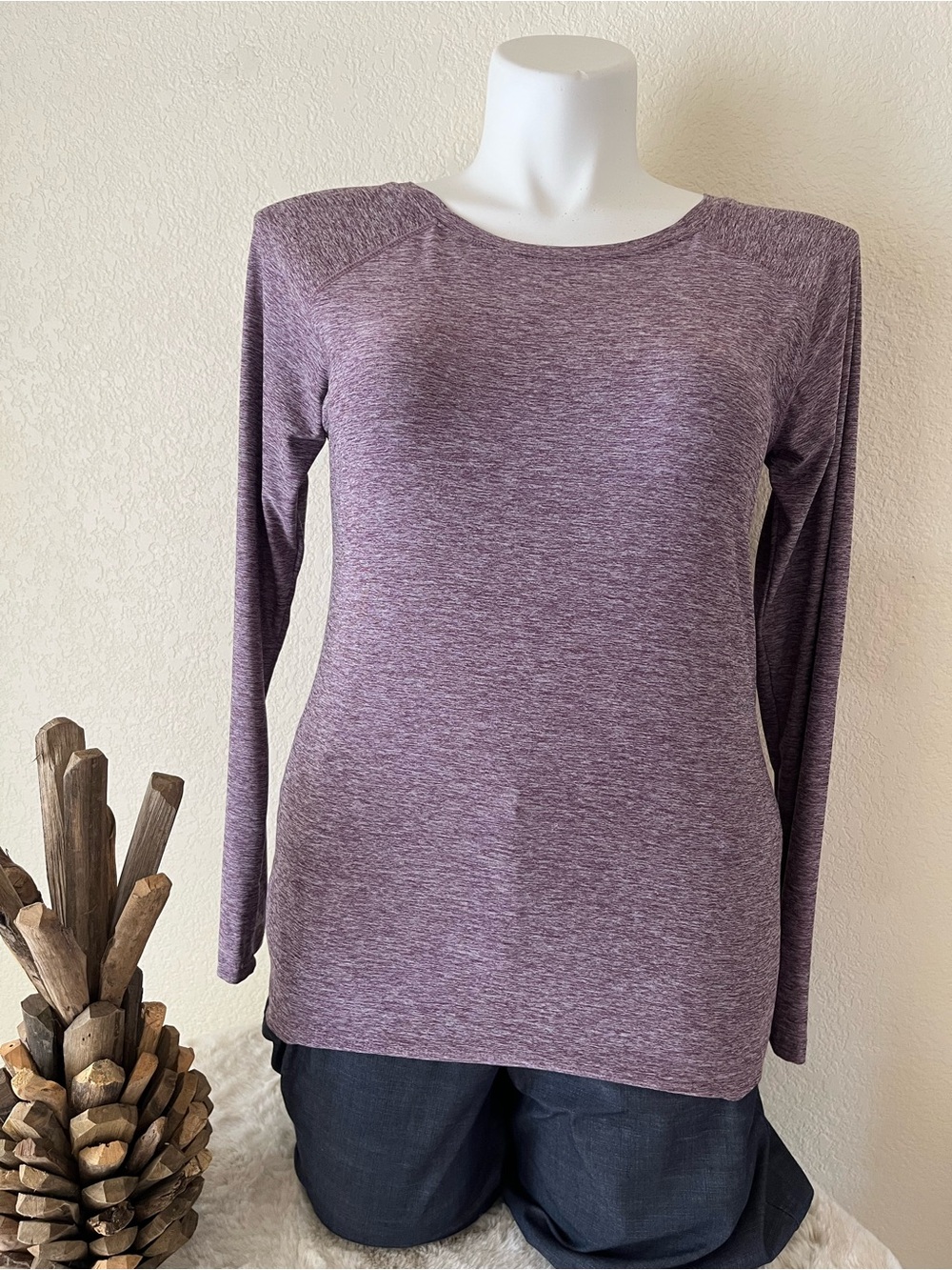 Long Sleeve Heathered Purple Women's Top